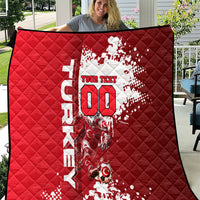 Personalized Turkey Football Quilt Turkish Flag Grey Wolf Skyline