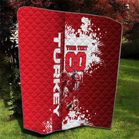 Personalized Turkey Football Quilt Turkish Flag Grey Wolf Skyline