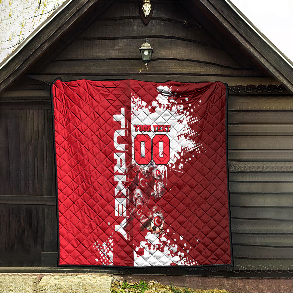 Personalized Turkey Football Quilt Turkish Flag Grey Wolf Skyline