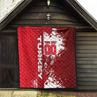 Personalized Turkey Football Quilt Turkish Flag Grey Wolf Skyline