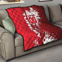 Personalized Turkey Football Quilt Turkish Flag Grey Wolf Skyline