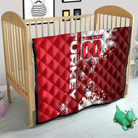 Personalized Turkey Football Quilt Turkish Flag Grey Wolf Skyline