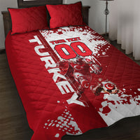Personalized Turkey Football Quilt Bed Set Turkish Flag Grey Wolf Skyline