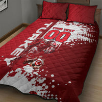 Personalized Turkey Football Quilt Bed Set Turkish Flag Grey Wolf Skyline