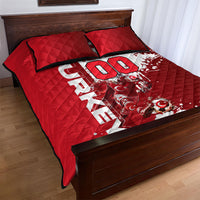 Personalized Turkey Football Quilt Bed Set Turkish Flag Grey Wolf Skyline