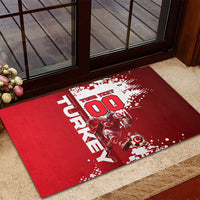 Personalized Turkey Football Rubber Doormat Turkish Flag Grey Wolf Skyline