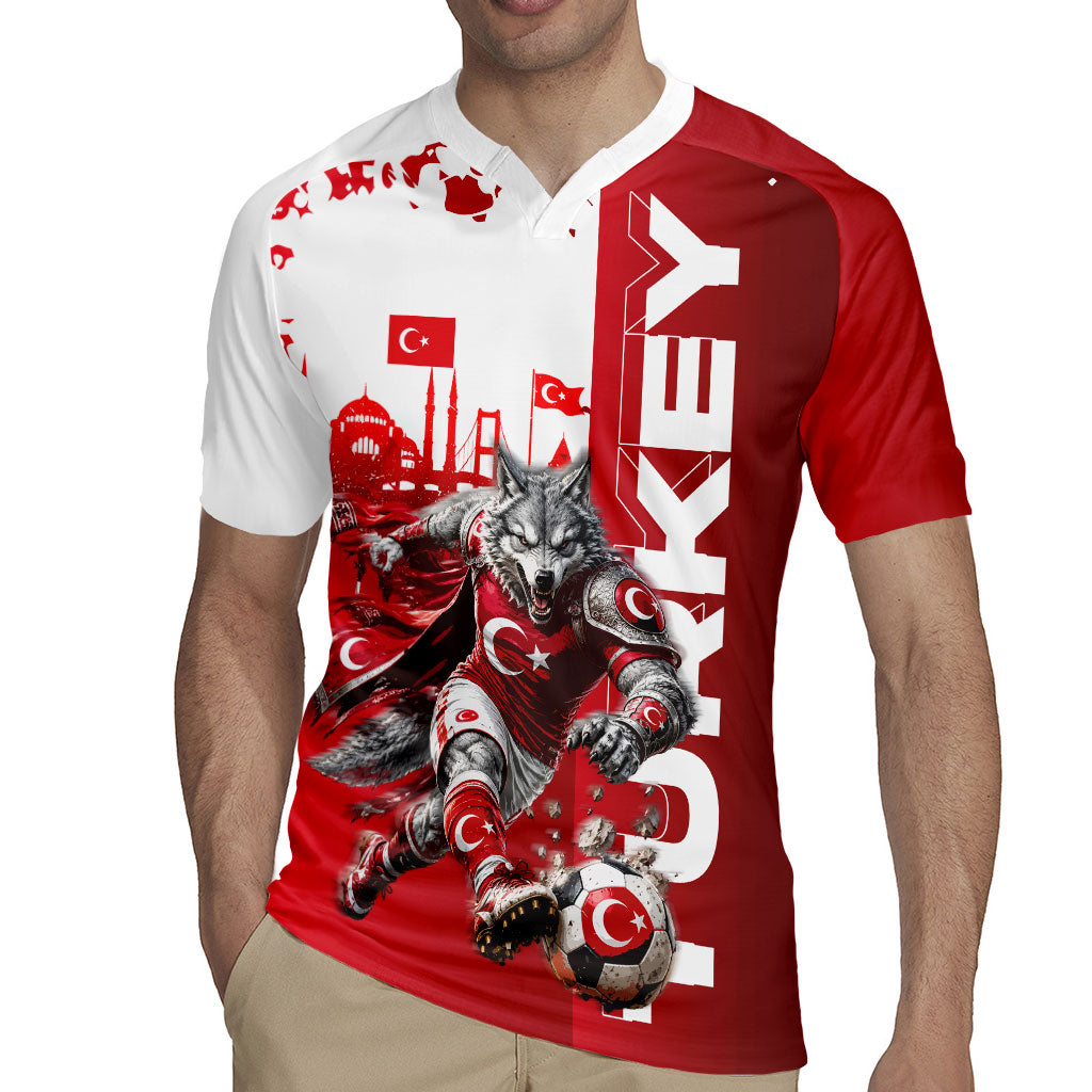 Personalized Turkey Football Rugby Jersey Turkish Flag Grey Wolf Skyline
