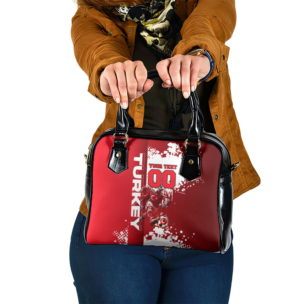 Personalized Turkey Football Shoulder Handbag Turkish Flag Grey Wolf Skyline