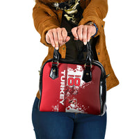 Personalized Turkey Football Shoulder Handbag Turkish Flag Grey Wolf Skyline