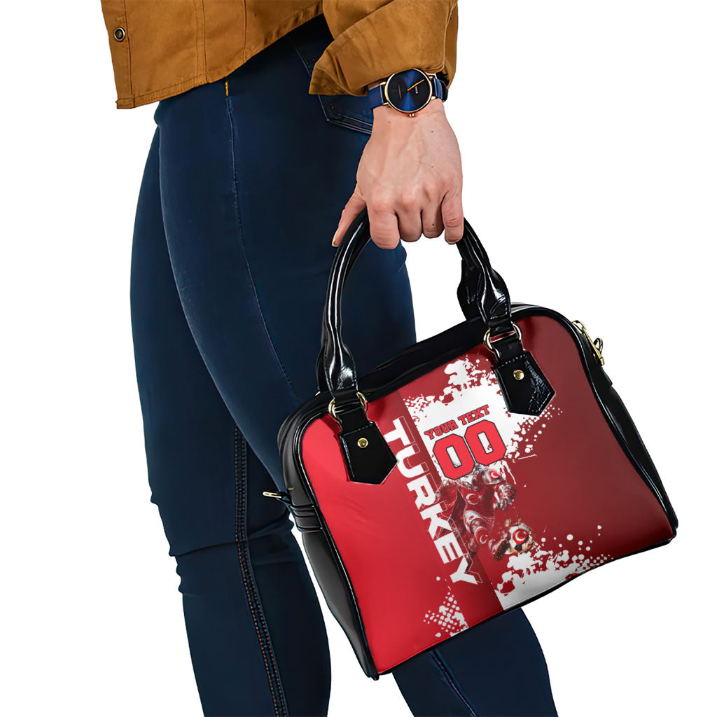 Personalized Turkey Football Shoulder Handbag Turkish Flag Grey Wolf Skyline