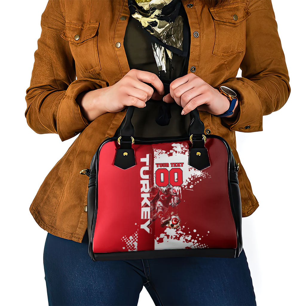 Personalized Turkey Football Shoulder Handbag Turkish Flag Grey Wolf Skyline