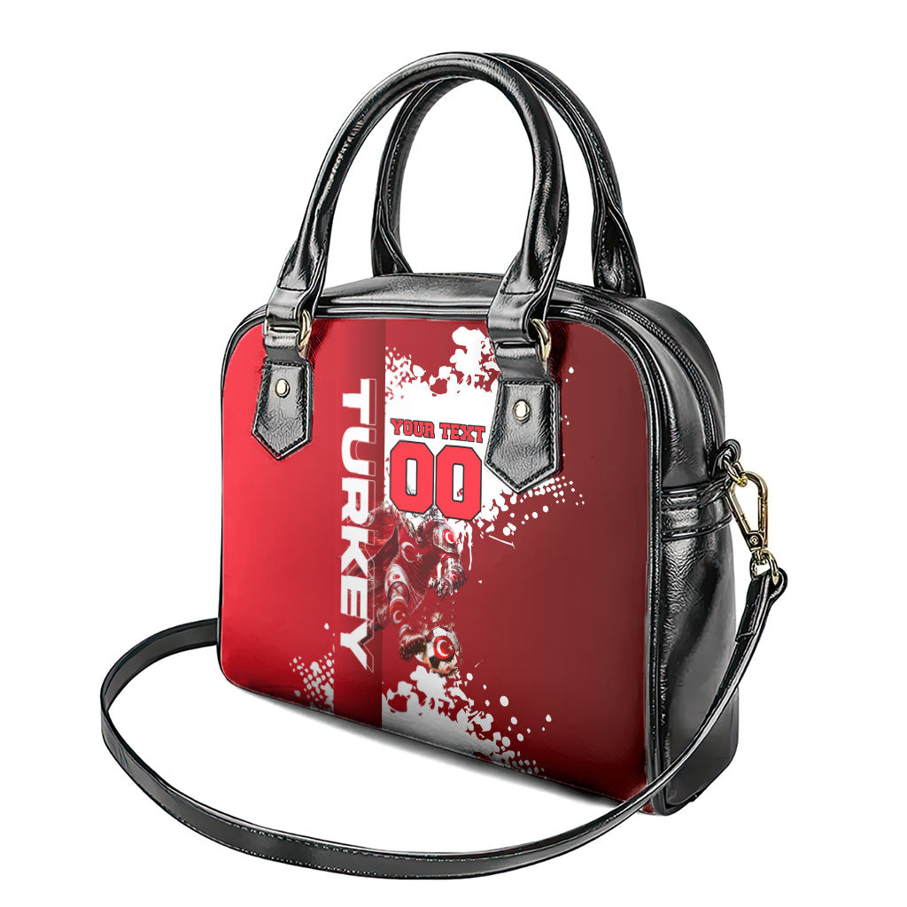 Personalized Turkey Football Shoulder Handbag Turkish Flag Grey Wolf Skyline