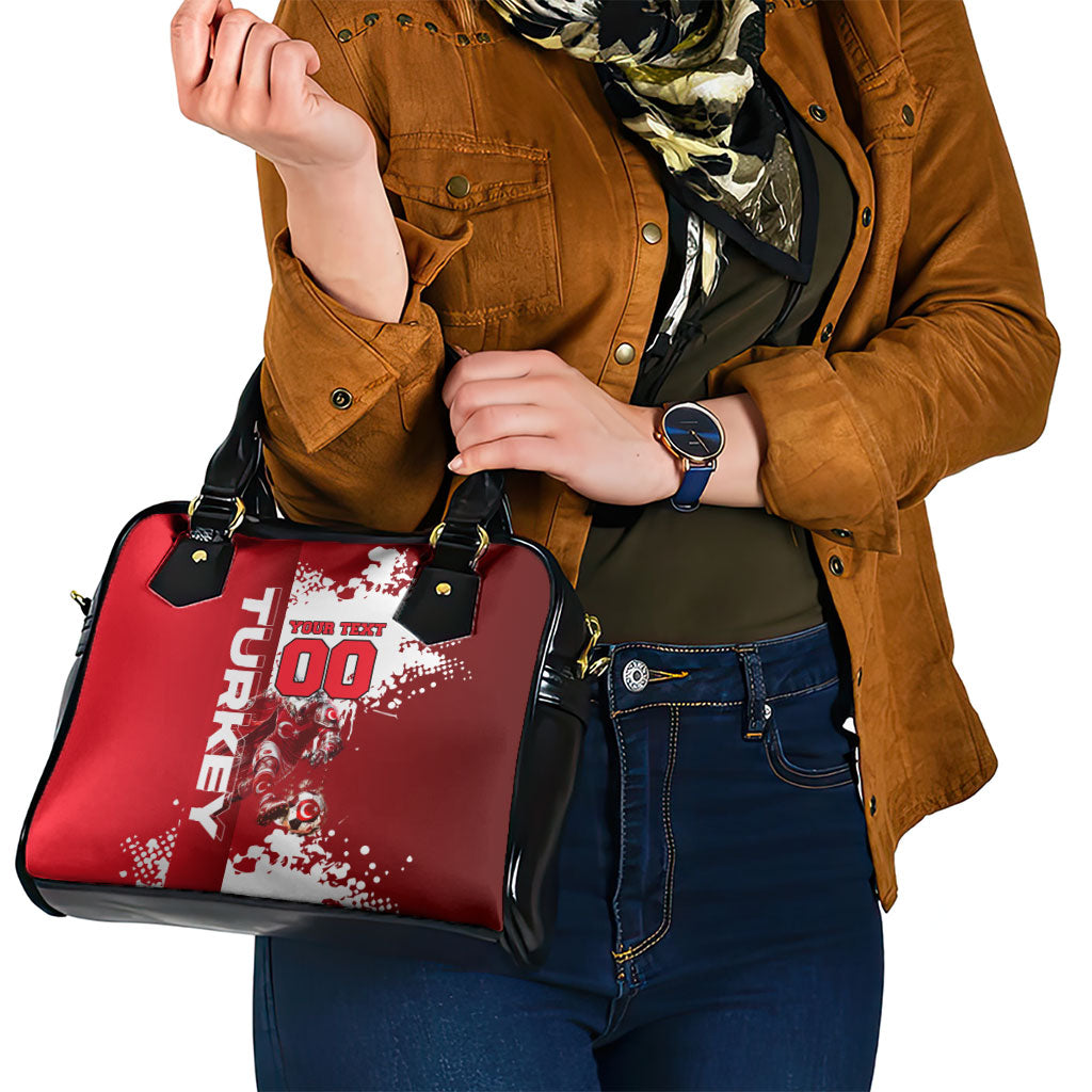 Personalized Turkey Football Shoulder Handbag Turkish Flag Grey Wolf Skyline