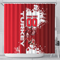 Personalized Turkey Football Shower Curtain Turkish Flag Grey Wolf Skyline