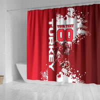Personalized Turkey Football Shower Curtain Turkish Flag Grey Wolf Skyline