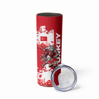 Personalized Turkey Football Skinny Tumbler Turkish Flag Grey Wolf Skyline
