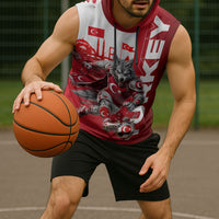 Personalized Turkey Football Sleeveless Hoodie Turkish Flag Grey Wolf Skyline