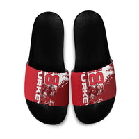 Personalized Turkey Football Slide Sandals Turkish Flag Grey Wolf Skyline