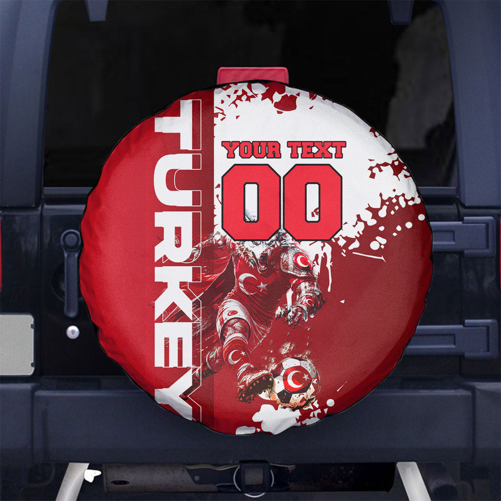 Personalized Turkey Football Spare Tire Cover Turkish Flag Grey Wolf Skyline
