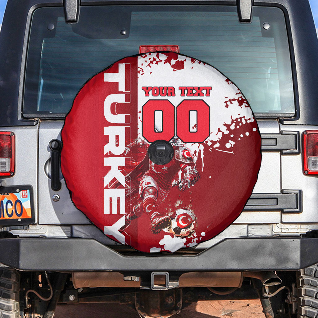 Personalized Turkey Football Spare Tire Cover Turkish Flag Grey Wolf Skyline