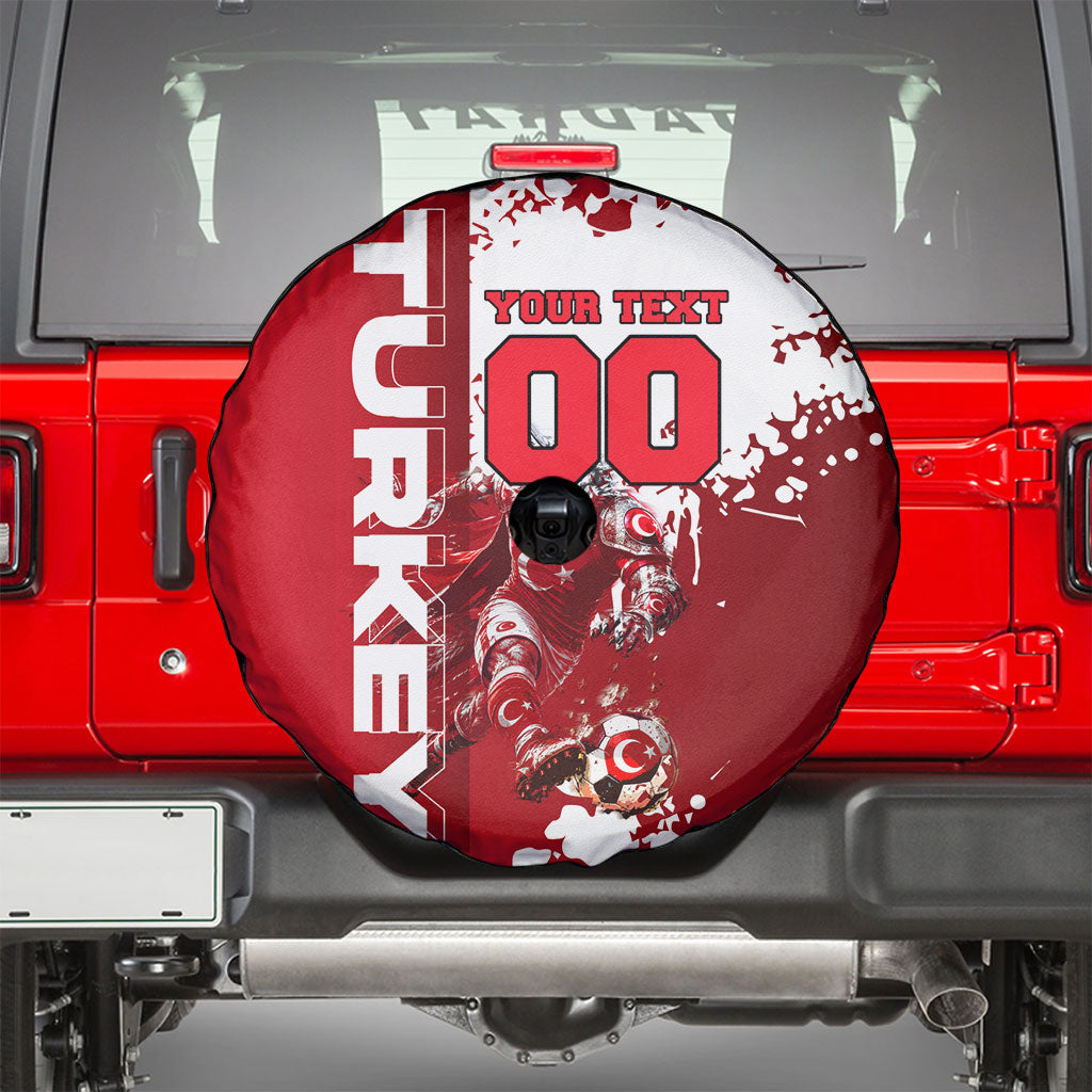 Personalized Turkey Football Spare Tire Cover Turkish Flag Grey Wolf Skyline