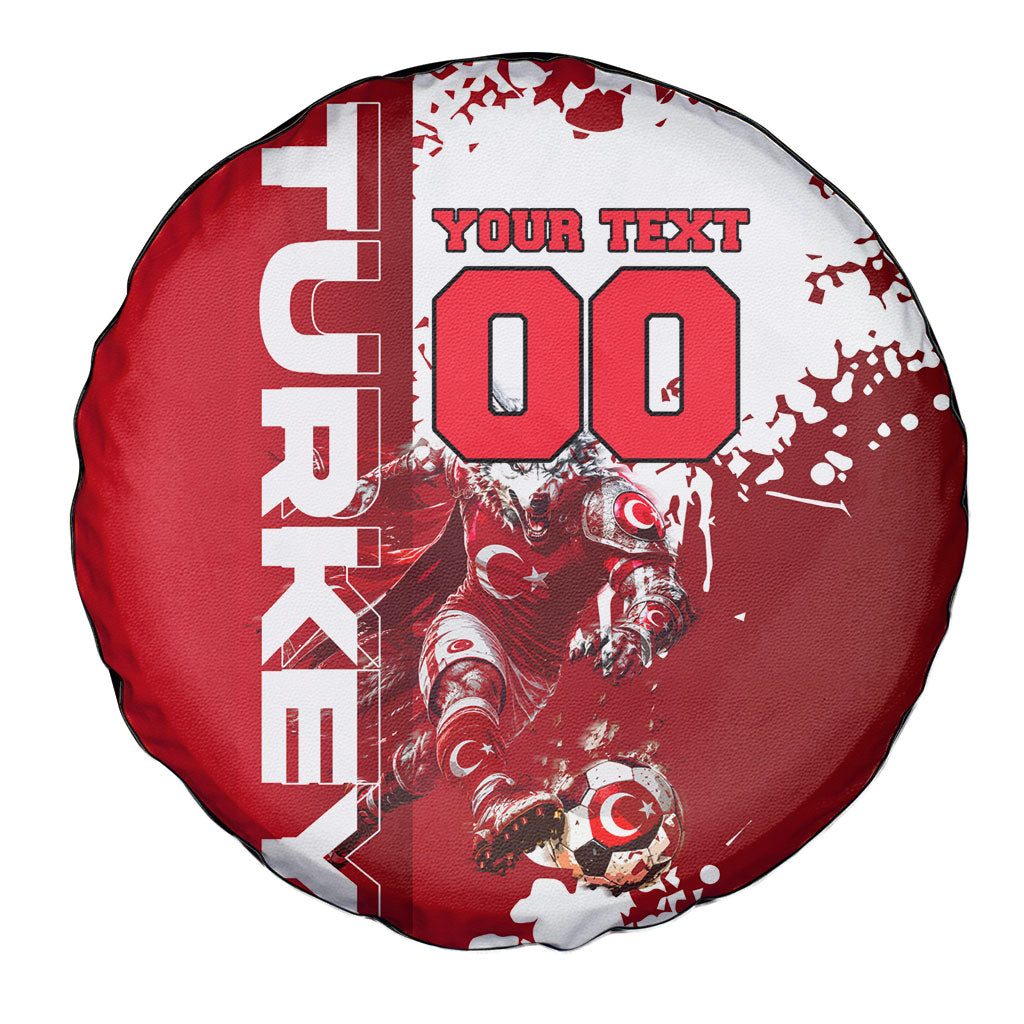 Personalized Turkey Football Spare Tire Cover Turkish Flag Grey Wolf Skyline