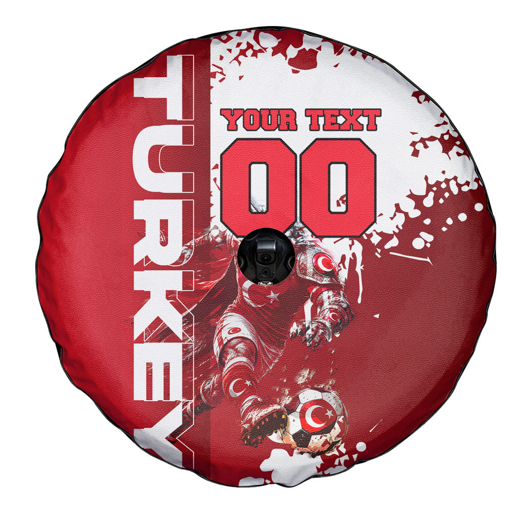 Personalized Turkey Football Spare Tire Cover Turkish Flag Grey Wolf Skyline