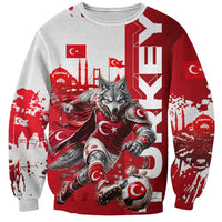Personalized Turkey Football Sweatshirt Turkish Flag Grey Wolf Skyline