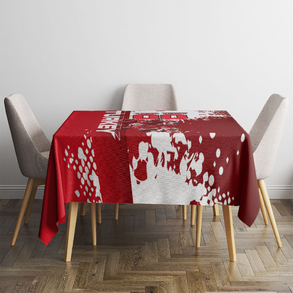Personalized Turkey Football Tablecloth Turkish Flag Grey Wolf Skyline