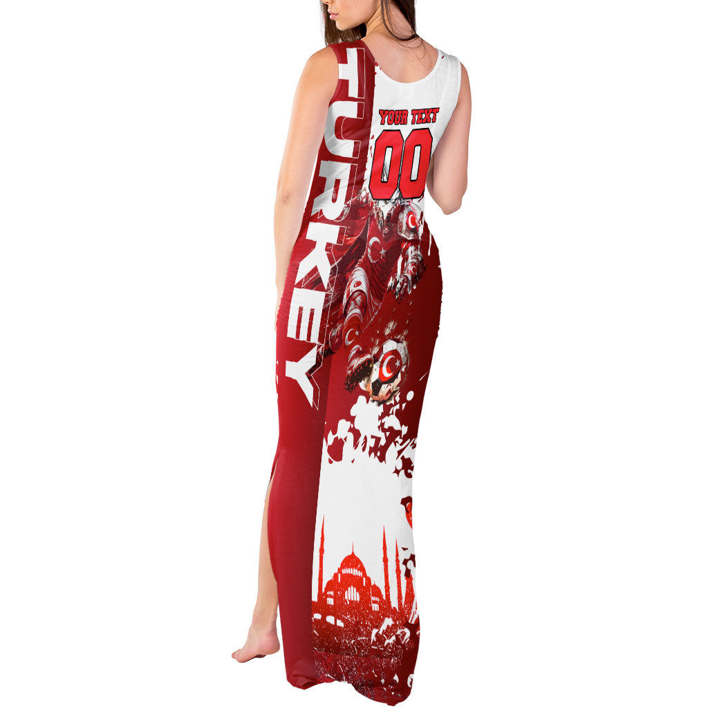 Personalized Turkey Football Tank Maxi Dress Turkish Flag Grey Wolf Skyline