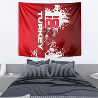 Personalized Turkey Football Tapestry Turkish Flag Grey Wolf Skyline