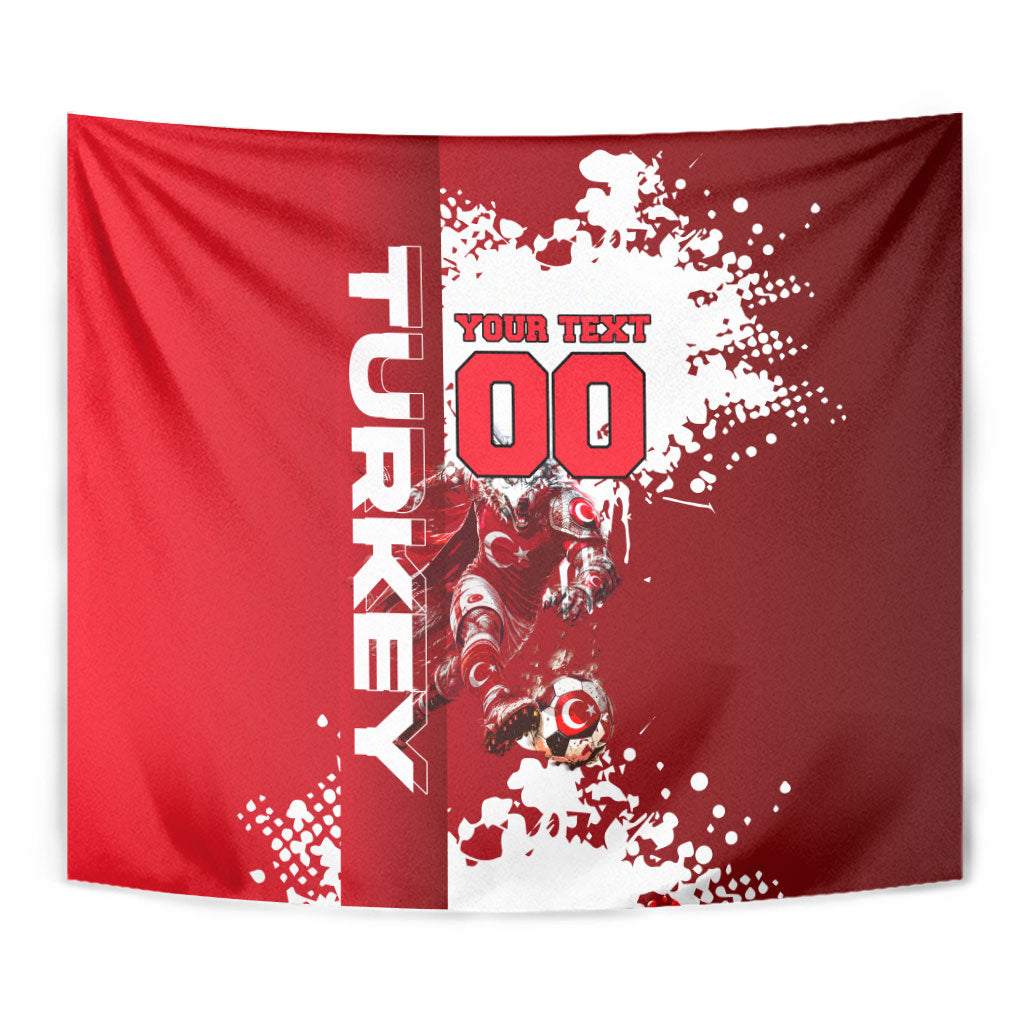 Personalized Turkey Football Tapestry Turkish Flag Grey Wolf Skyline