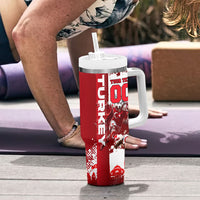 Personalized Turkey Football Tumbler With Handle Turkish Flag Grey Wolf Skyline