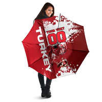 Personalized Turkey Football Umbrella Turkish Flag Grey Wolf Skyline