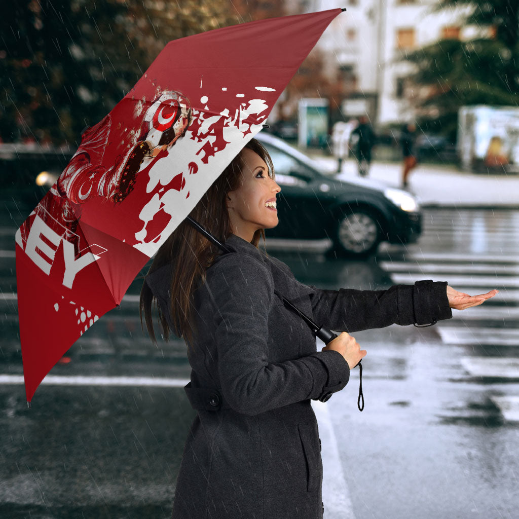 Personalized Turkey Football Umbrella Turkish Flag Grey Wolf Skyline