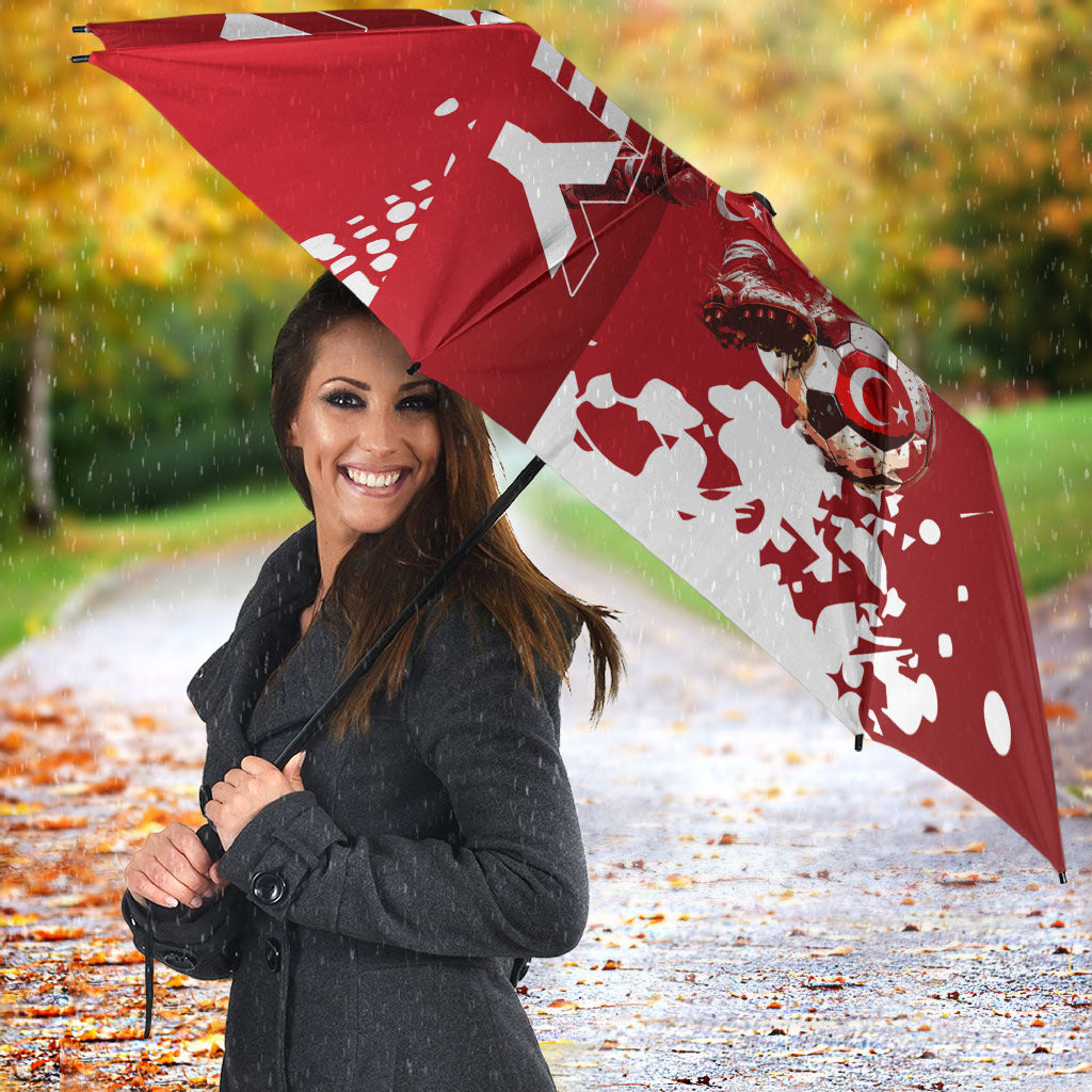 Personalized Turkey Football Umbrella Turkish Flag Grey Wolf Skyline