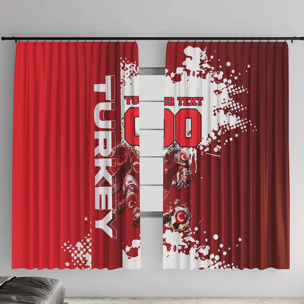Personalized Turkey Football Window Curtain Turkish Flag Grey Wolf Skyline