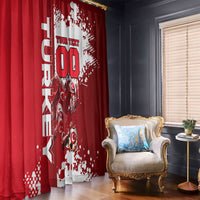 Personalized Turkey Football Window Curtain Turkish Flag Grey Wolf Skyline