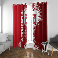 Personalized Turkey Football Window Curtain Turkish Flag Grey Wolf Skyline
