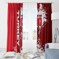Personalized Turkey Football Window Curtain Turkish Flag Grey Wolf Skyline