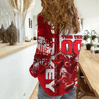 Personalized Turkey Football Women Casual Shirt Turkish Flag Grey Wolf Skyline