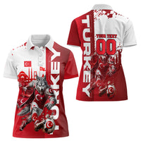 Personalized Turkey Football Women Polo Shirt Turkish Flag Grey Wolf Skyline