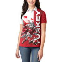 Personalized Turkey Football Women Polo Shirt Turkish Flag Grey Wolf Skyline