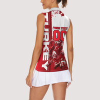 Personalized Turkey Football Women Sleeveless Polo Shirt Turkish Flag Grey Wolf Skyline