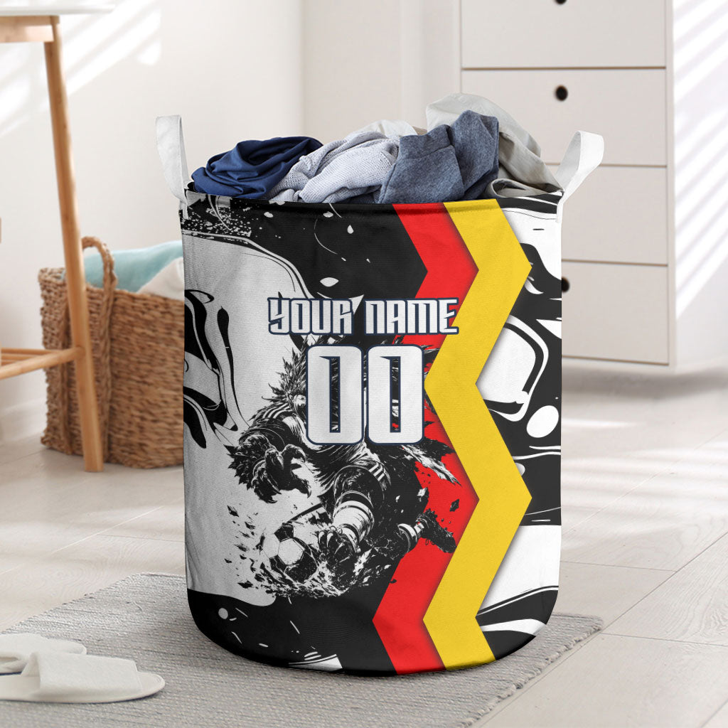 Personalized Germany Football 2026 Eagle Mascot Laundry Basket German Flag Heritage - Soccer Ball Burst
