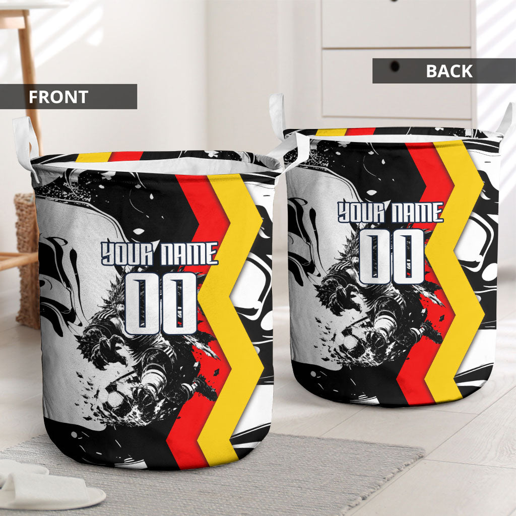 Personalized Germany Football 2026 Eagle Mascot Laundry Basket German Flag Heritage - Soccer Ball Burst