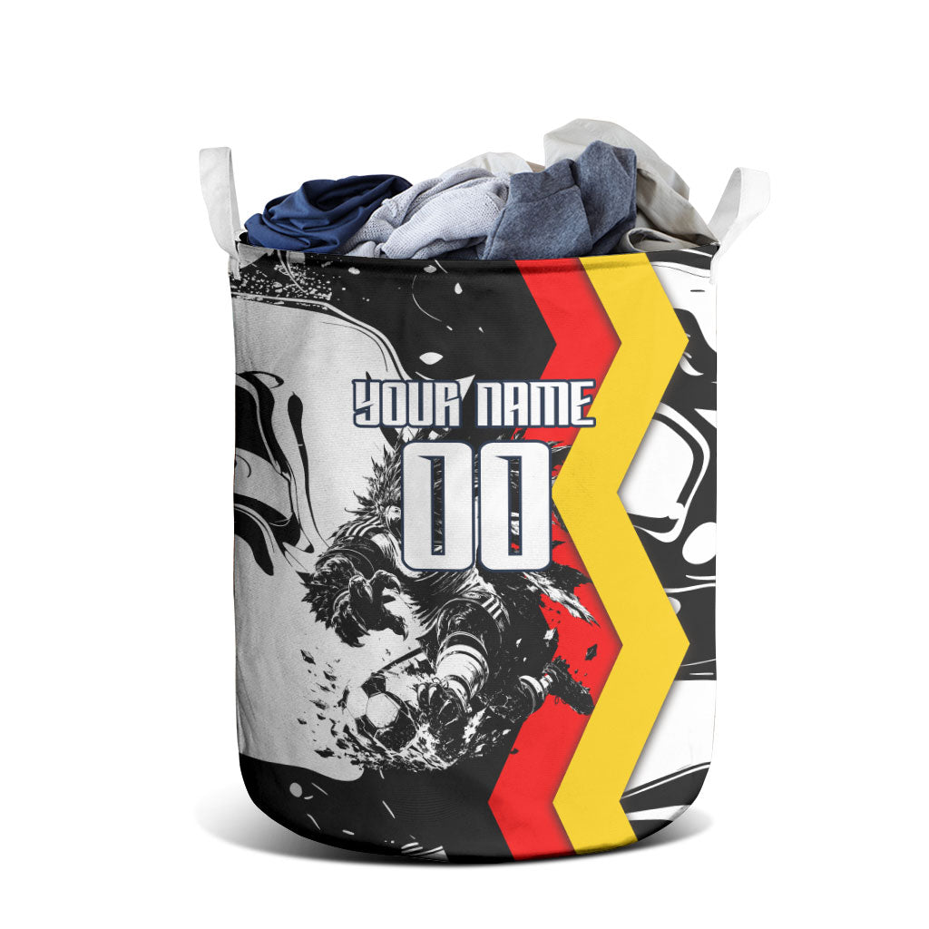 Personalized Germany Football 2026 Eagle Mascot Laundry Basket German Flag Heritage - Soccer Ball Burst