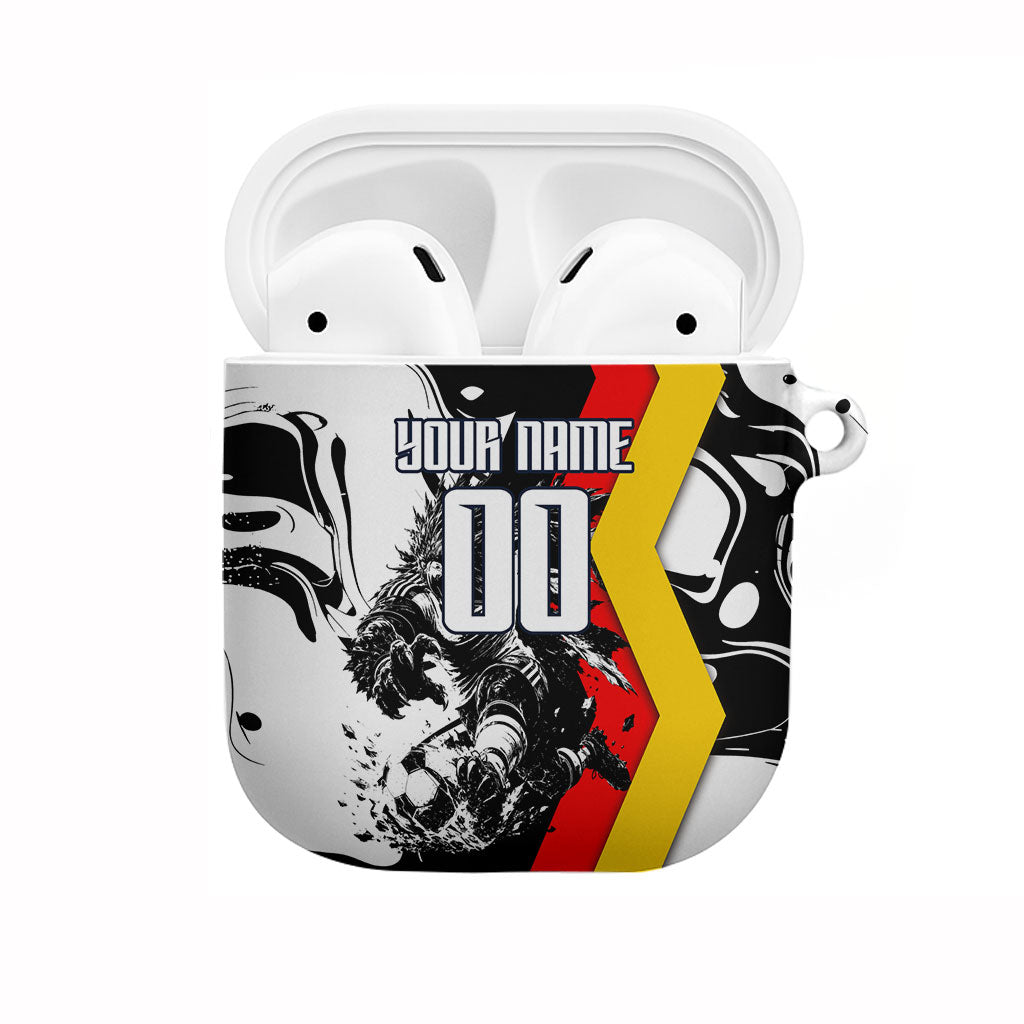 Personalized Germany Football 2026 Eagle Mascot AirPods Case German Flag Heritage - Soccer Ball Burst