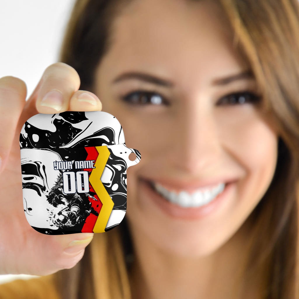 Personalized Germany Football 2026 Eagle Mascot AirPods Case German Flag Heritage - Soccer Ball Burst