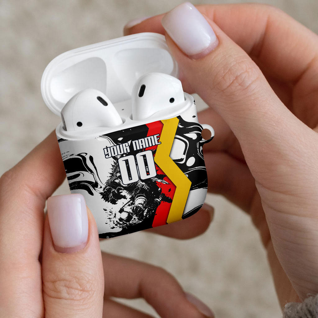 Personalized Germany Football 2026 Eagle Mascot AirPods Case German Flag Heritage - Soccer Ball Burst